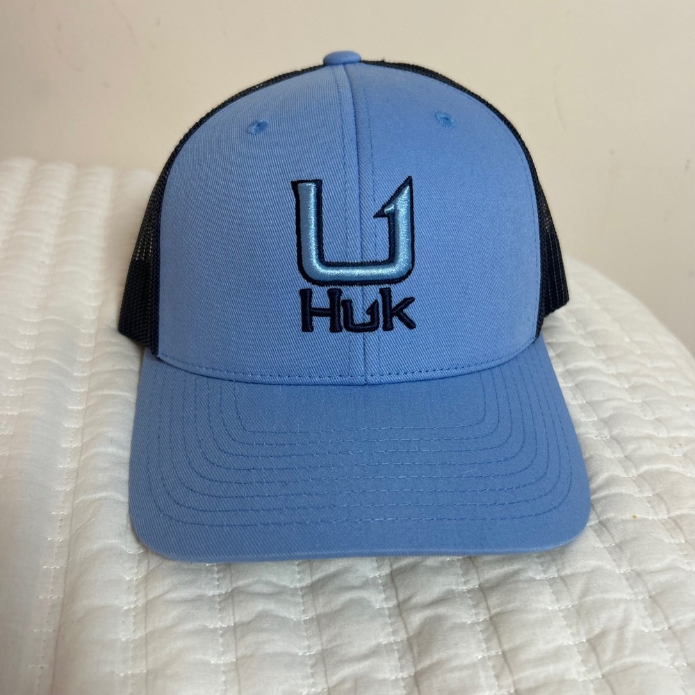 Huk Performance Headwear Blue Black Mesh Trucker Hat One Size Fits Most‎ Fishing